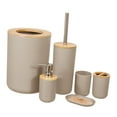 thumbnail image 5 of 6 Pieces Bathroom Accessories Set Bath Necessities for Countertop Hotel Dorm Khaki, 5 of 8
