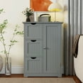 thumbnail image 4 of Costway Bathroom Floor Cabinet Side Storage Cabinet with 3 Drawers and 1 Cupboard Grey, 4 of 10