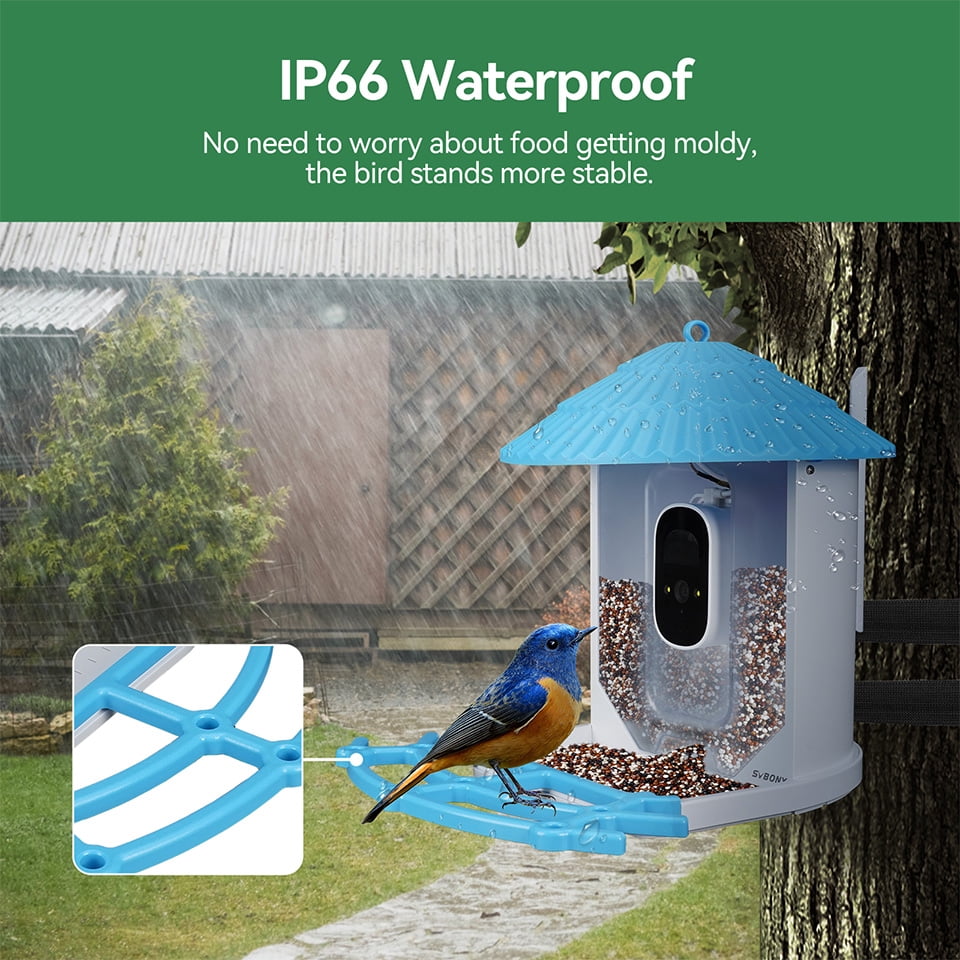SC101 Smart Bird Feeder With Camera Auto Capture HD Bird Videos For Birdwatcher IP66 Waterproof