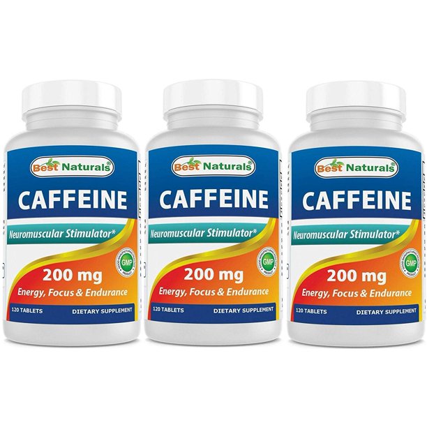 3 Pack Best Naturals Caffeine Pills 200mg Tablets Non Habit Proven