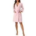 thumbnail image 2 of INSPIRE CHIC Women's Waffle Bathrobe Chenille Soft Kimono Spa & Bath Mid-Length Robes L Pink, 2 of 6
