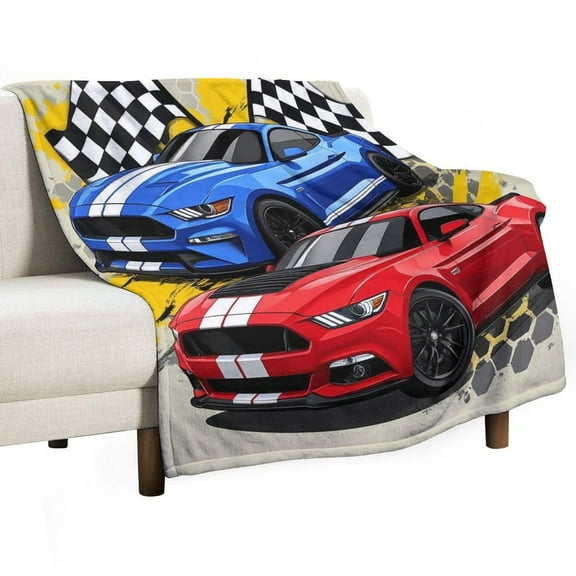 3D Cartoon Race Sports Car Throw Blanket for Women, Men - Super Soft Plush Blanket Throw Fleece Blanket Animal Blanket