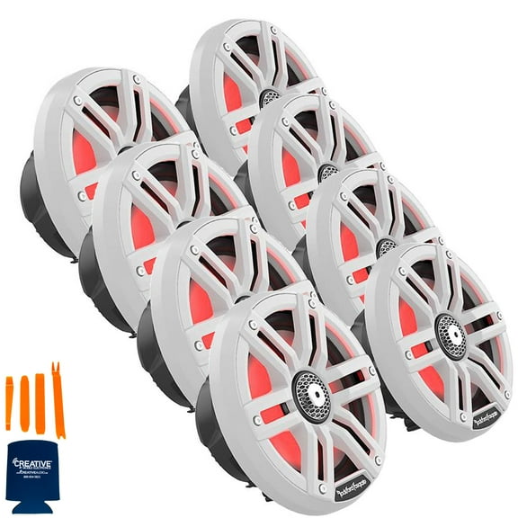 Rockford Fosgate 4 Pair M2-65 M2 Series 6.5" Color Optix Marine 2-Way System- White & Stainless Grilles Included