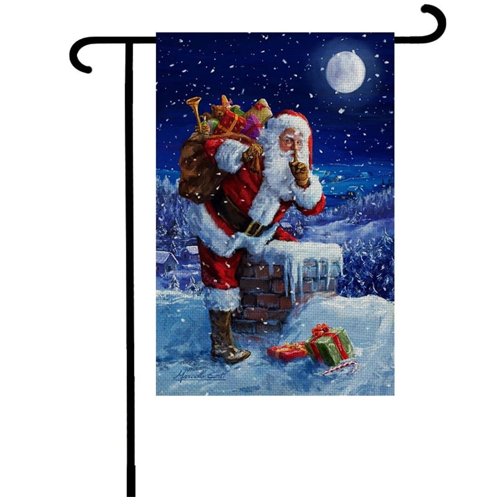 Red Windless Banner Advertising Marketing Flag Merry Christmas Snow Blue 