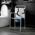 thumbnail image 3 of Adjustable Gray Commode Chair with Raised Toilet Seat & Safety Frame - Portable, Steel & PU Leather, 331lb Capacity, Ideal for Bathroom & Bedroom Use, 3 of 11