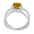 thumbnail image 2 of AoneJewelry 0.85 Carat 6MM Round Citrine and Diamond Ring In 10K Solid Rose, White & Yellow Gold, 2 of 5