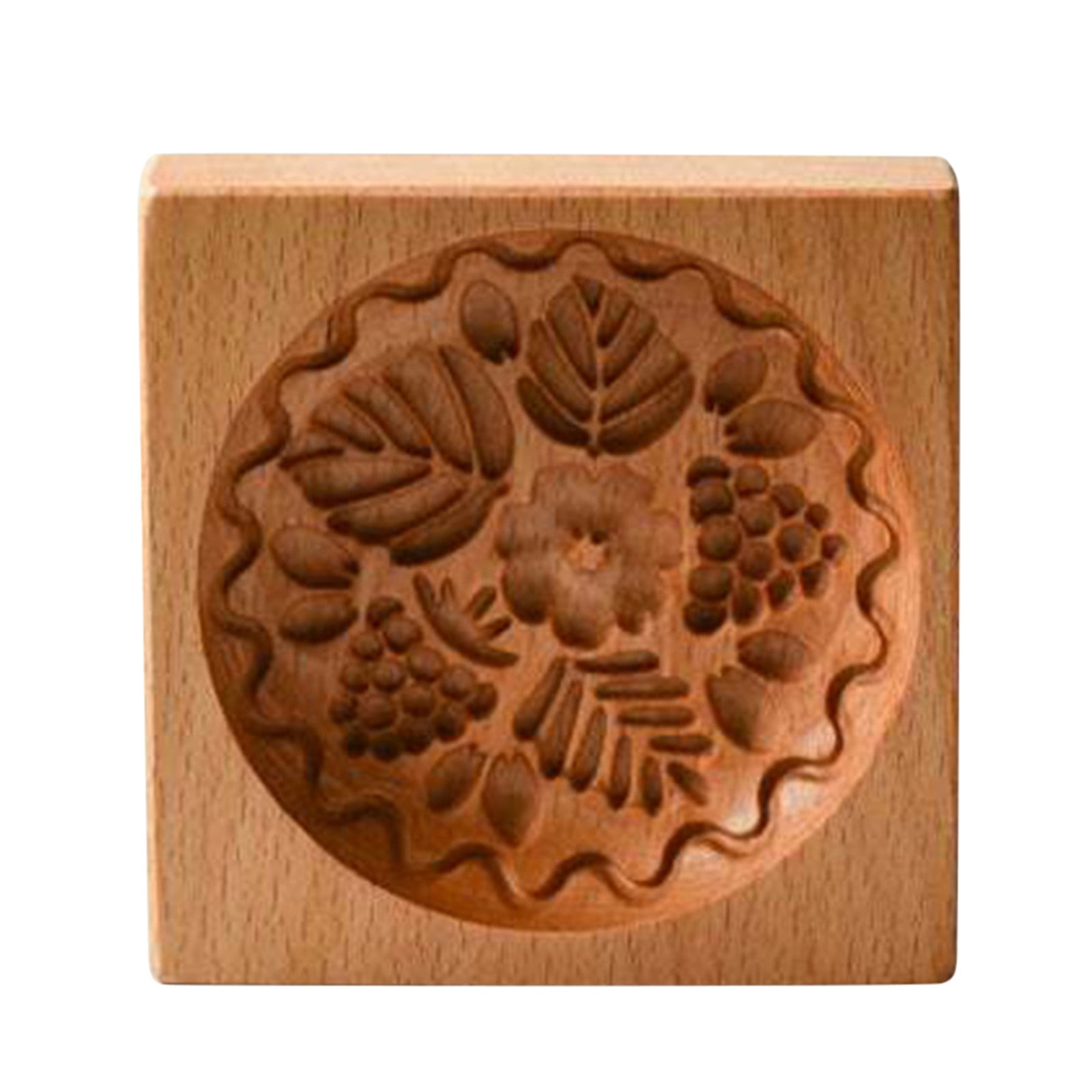 Folzery Raspberry Shortbread Mold-Carved Wood Gingerbread Biscuits Shortbread Mold, Adult Unisex, Size: One size, Brown