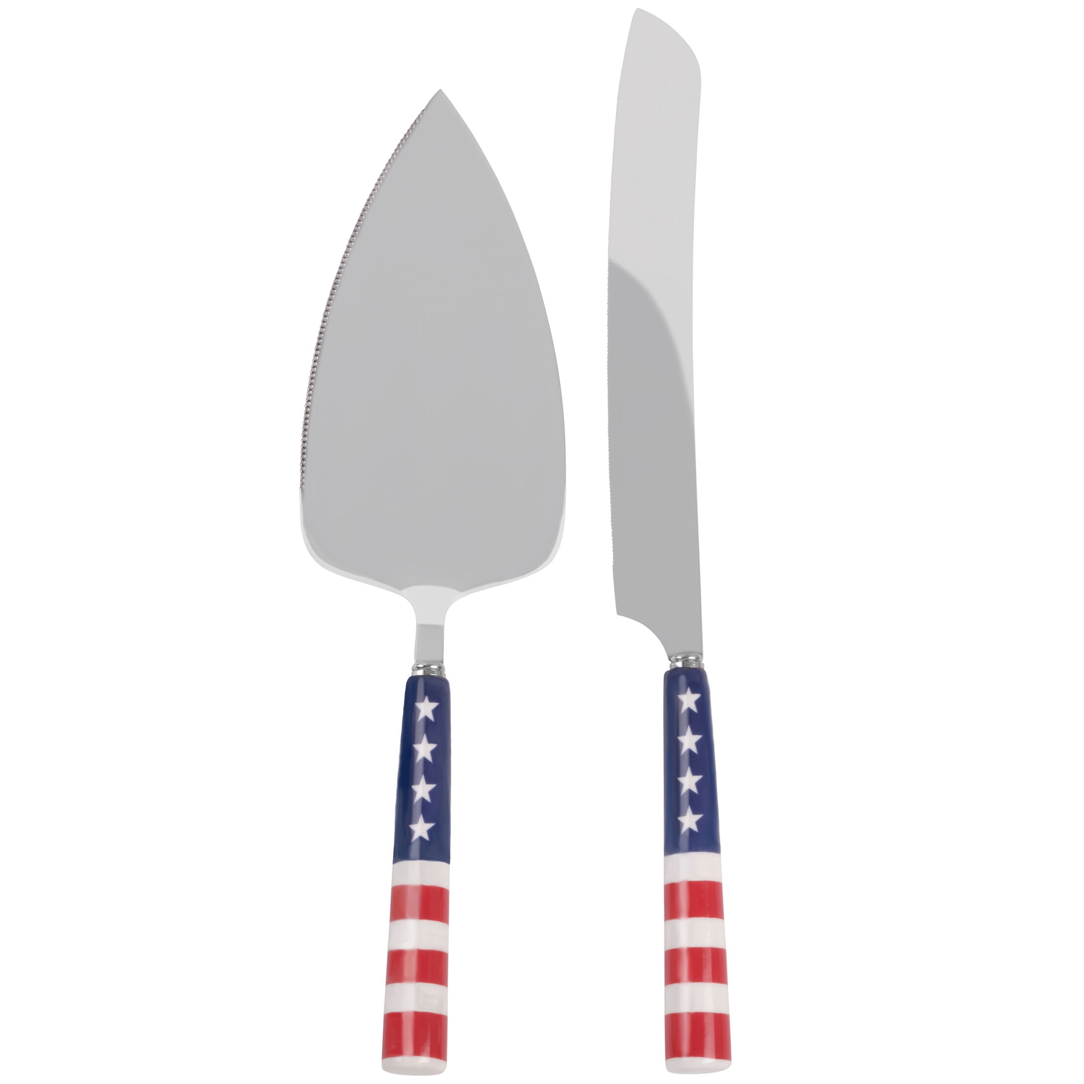 International Silver Stars and Stripes Ceramic Handle Cake Serving Set