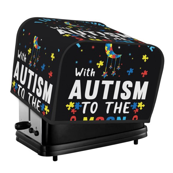 Rateoe I Love With Autism To The Moon And Back Pattern Toaster Covers 4 Slice Wide Slot,Bread Machine Cover,Bread Dust Cover & Fingerprint Protection,Appliance Covers