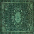 thumbnail image 1 of Ahgly Company Machine Washable Indoor Square Medallion Turquoise Blue Traditional Area Rugs, 7' Square, 1 of 4