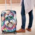 thumbnail image 4 of Hippie Schnauzer Portrait Watercolor Tie-Dye Vintage Styles Travel Luggage Cover Miniature Schnauzer Dog Lover Suitcase Dust Protective Decor - 00014, 4 of 5