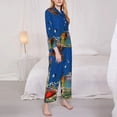 thumbnail image 4 of Kll Colorful Coral Reef Print Women'S Long Sleeve Pajamas With Pants Sleepwear Loungewear 2 Set-Large, 4 of 9