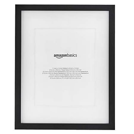Basics 11 x 14 Photo Picture Frame or 8 x 10 with Mat - Black 2-Pack