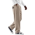 thumbnail image 4 of Mens Corduroy Casual Pants Fashion Loose Fit Wide Leg Pants Straight Sweatpants Elastic Waist with Pockets, 4 of 5