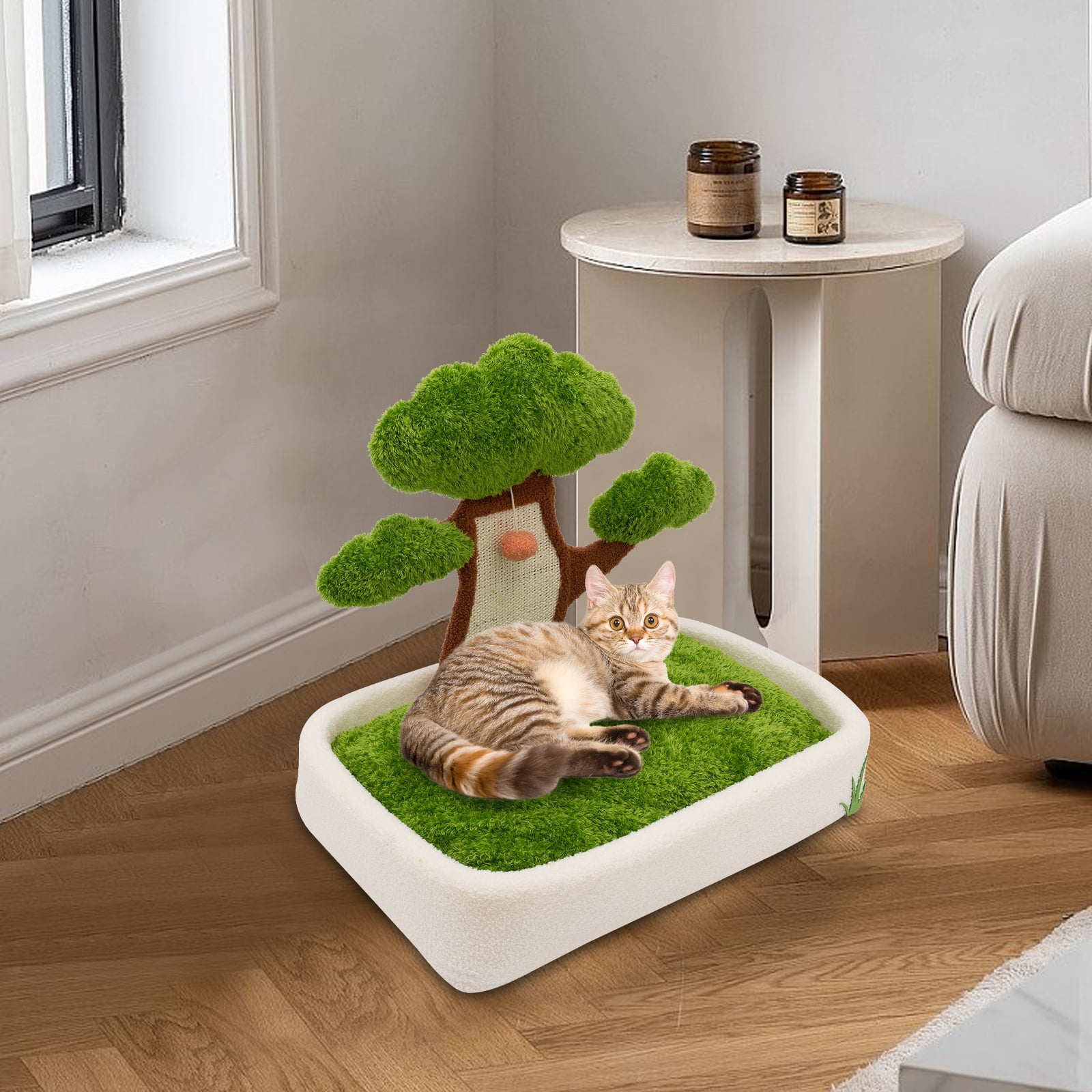 Cat Scratching Post - 23.6'' Cat Bonsai Tree with hanging ball, Combination Of Cat Scratching Post and Cat Bed, Cat Furniture, Cat Bed