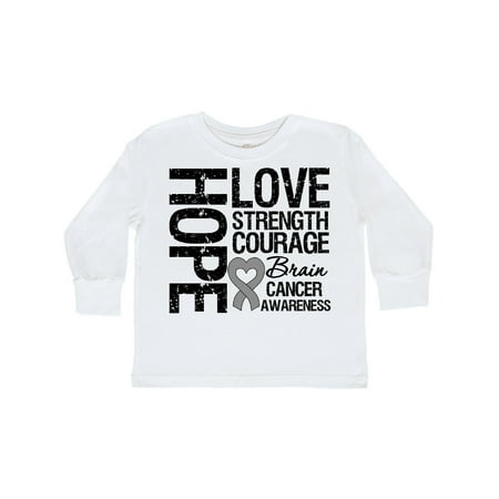 

Inktastic Brain Cancer Hope Love Strength Gift Toddler Boy or Toddler Girl Long Sleeve T-Shirt