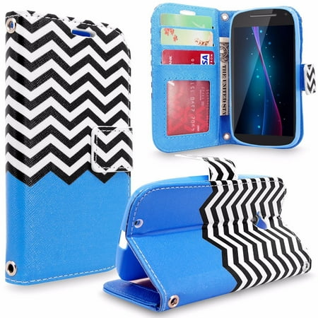 Moto E (2nd Gen) Case, Cellularvilla [Stand Feature] Zig Zag Pattern Chevron Design Premium Pu Leather Wallet Card Slots Flip Case Cover For Motorola Moto E2 (2nd (Best Cases For Moto X 2nd Generation)