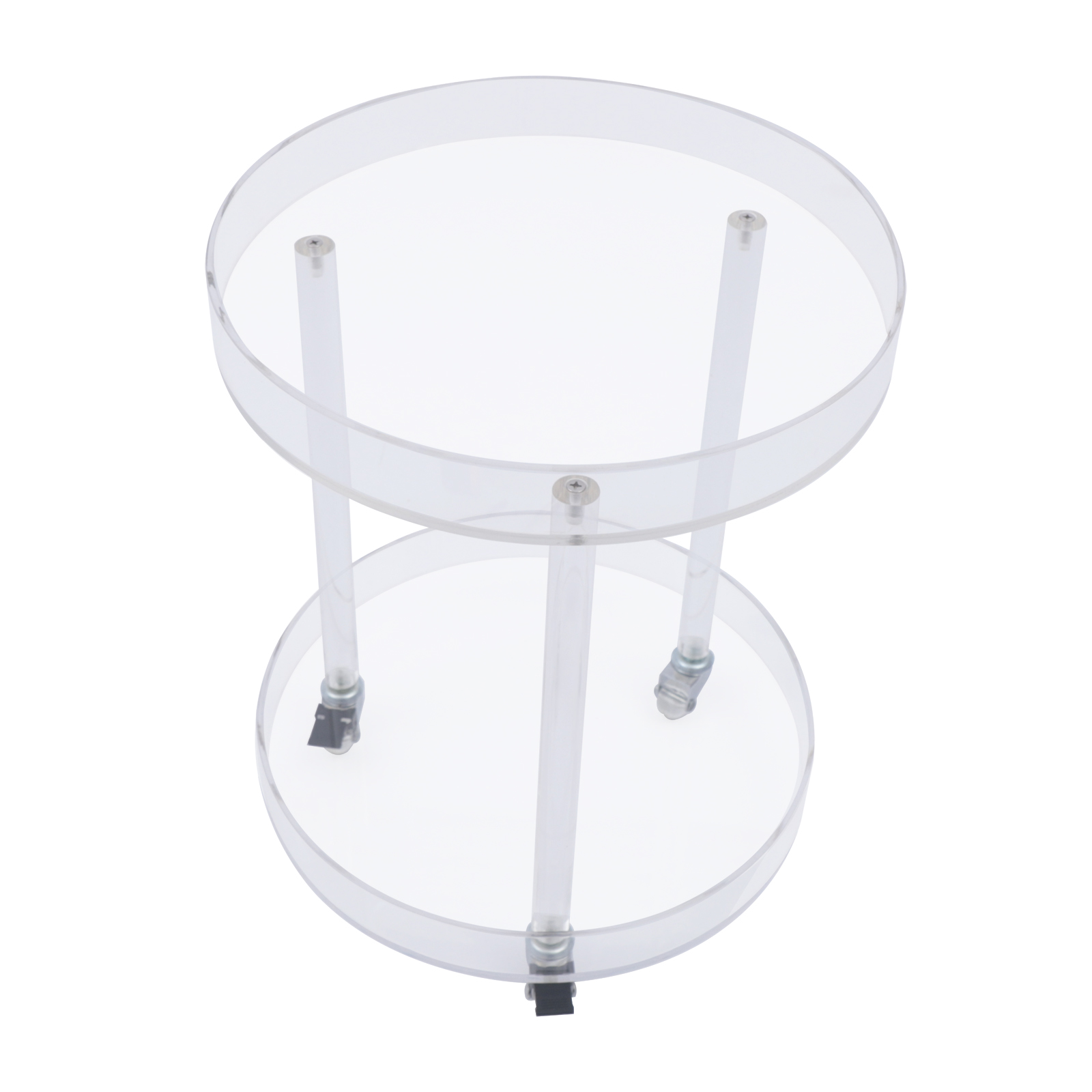 TFCFL Modern 2Tier Clear End Table Acrylic Bedside Tables with Wheels