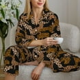 thumbnail image 6 of Fotbe Leopard Print Pattern Long Sleeve Pajama Set for Women,Sleepwear Set,2-piece Loungewear Set,Soft PJs Comfy Nightwear with Pockets -, 6 of 7
