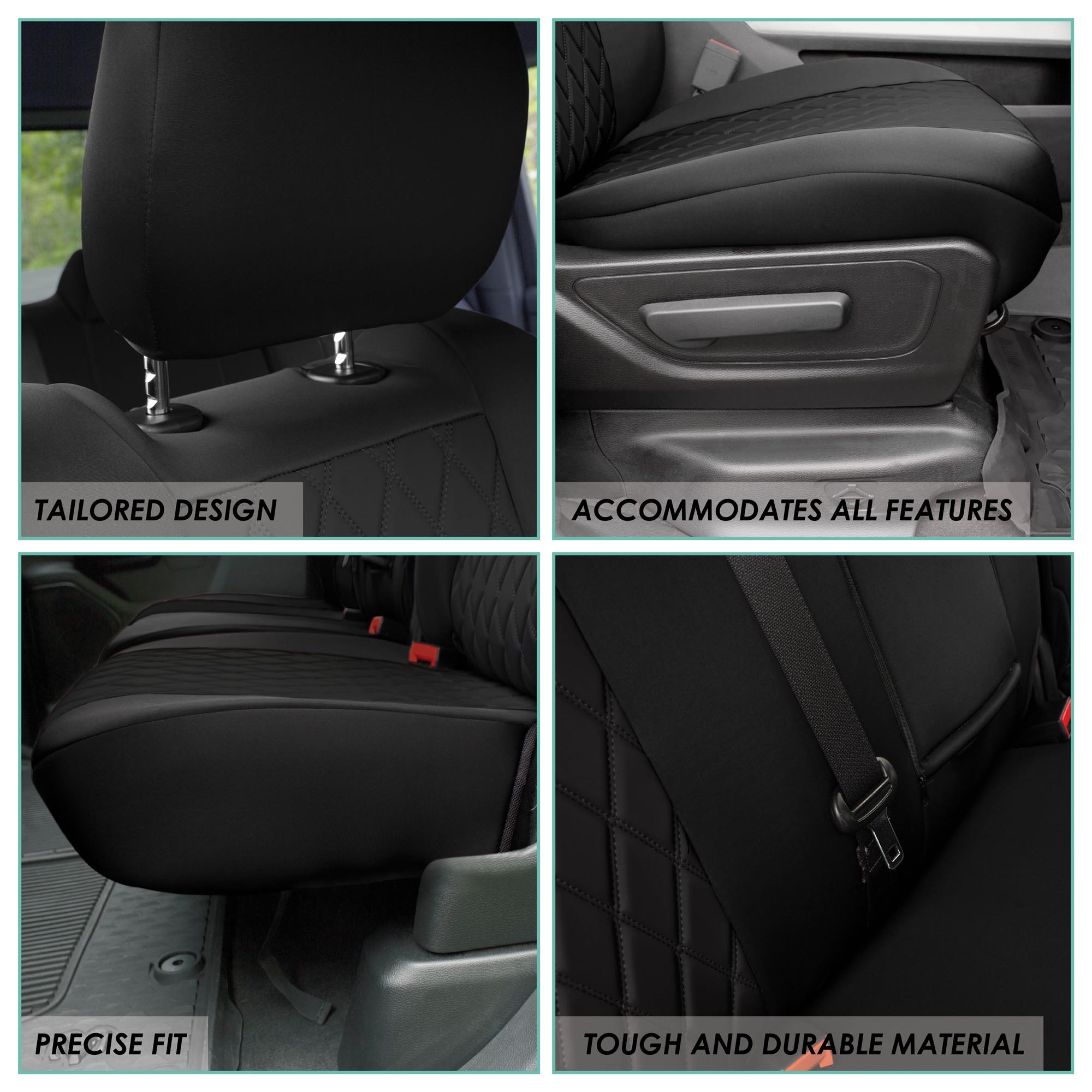 For 2022 – 2024 Dodge RAM 1500 FH Group Neoprene Waterproof Custom Fit Car Seat Covers  - Full Set Black - image 5 of 6