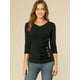 thumbnail image 3 of Top acanalado Allegra K Cuello en V 3/4 Negro XS, 3 of 6