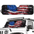 thumbnail image 2 of Uorisanigo Foldable American Flag Print Windshield Sun Shade Compatible with 2007-2024 Wrangler Rubicon Sahara TJ JK JKU 2 & 4 Door Car Sun Shade Keep Car Interior Cooler, 2 of 7
