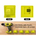 thumbnail image 4 of Soporte para herramientas MLYNZXJSY, paquete de 5, plástico ABS, compatible con Ryobi 18V, 4 of 8