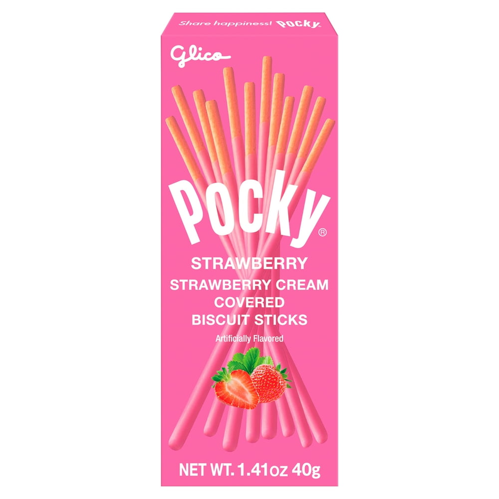 Pocky Glico Strawberry Creme Covered Biscuit Sticks, 1.41 Oz
