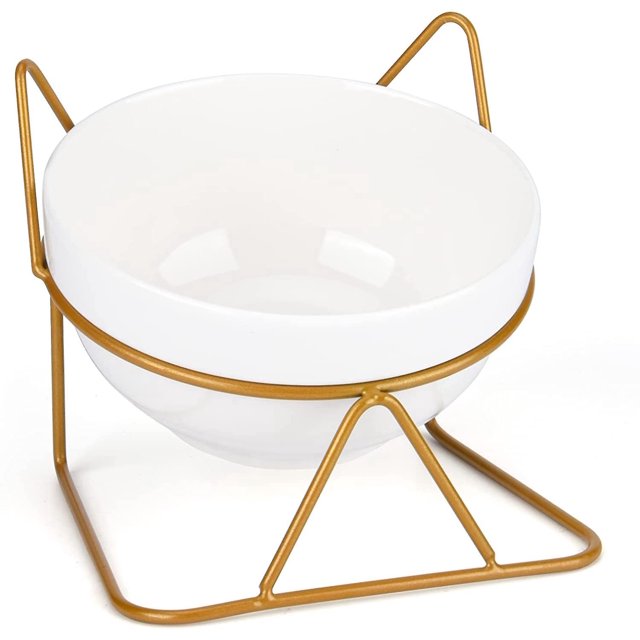Cuencos para gatos, cuencos de cerámica para mascotas con soporte elevado inclinado de 15 para comida y agua, comedero para platos para gatos antivómitos, perfecto para cachorros y perros pe