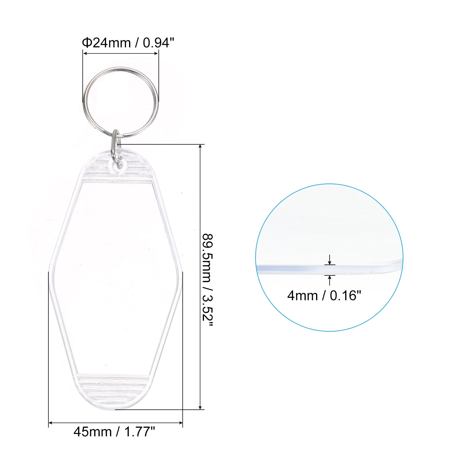 Uxcell Vintage Motel Keychain Blank Hotel Keychain Rhombus Retro Key Tag Transparent, 30 Pack