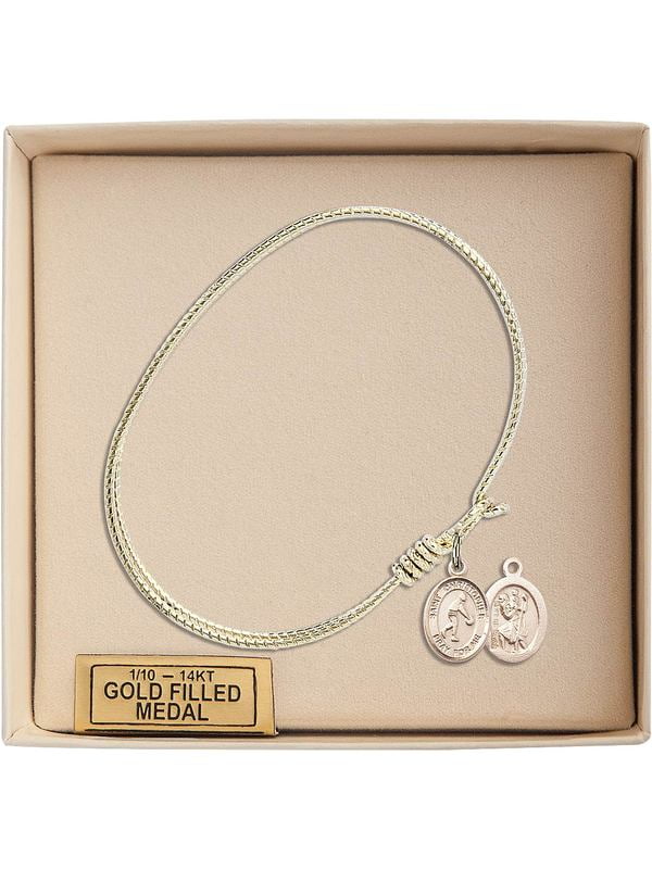 Bonyak Jewelry Round Eye Hook Bangle Bracelet w//St Christopher in Sterling Silver