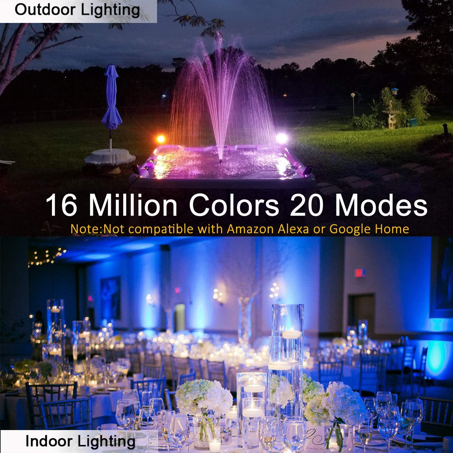 LED Flood Lights RGB Color Changing 100W Equivalent Outdoor, 15W Bluetooth  Smart Floodlights RGB APP Control, IP66 Waterproof, Timing, 2700K16  Million Colors 20 Modes for Garden Stage Lighting Pack