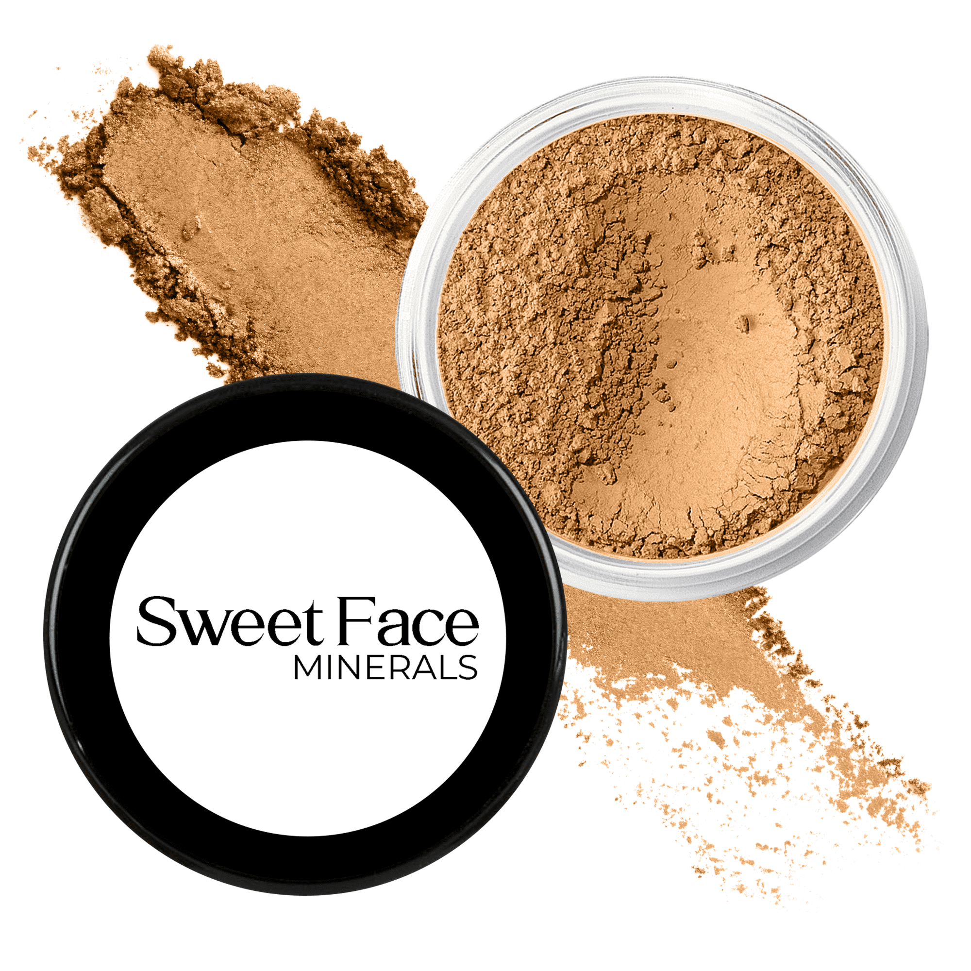 6pc FULL SIZE KIT KABUKI & KABAGGIE Tote Mineral Makeup Set Matte Foundation Bare Face Sheer Powder Cover (Deep Tan)