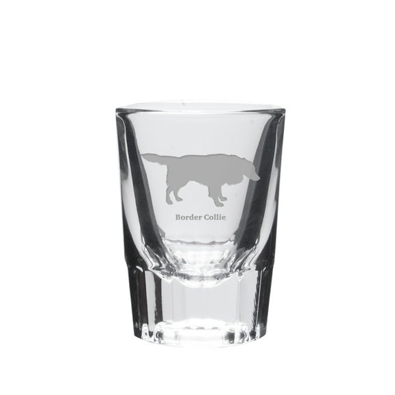 Border Collie Deep Etched Shot Glass