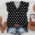thumbnail image 2 of WULMLEO Women's Printed V-Neck Button Down Blouse Casual Summer Tops Black XL, 2 of 5
