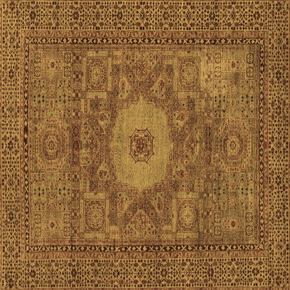 Ahgly Company Indoor Square Abstract Brown Modern Area Rugs, 7' Square