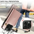 thumbnail image 6 of Allytechgroup Wallet Phone Case for iPhone 14 Plus, Built-in Shoulder Strap Lanyard Stand RFID Blocking Shockproof Protective Back Cover for iPhone 14 Plus, Rosegold, 6 of 7