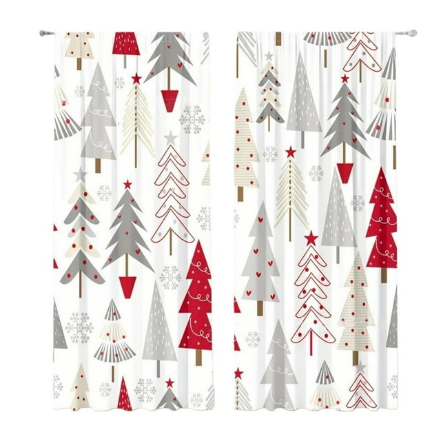 TIELUTT Rideaux Imprimés pour les Fêtes 2 Rideaux Plats 2D Imprimés Rouges de Noël avec Flocons de Neige et Rideaux 84 Pouces de Long 4 Panneaux Rideaux en Dentelle Courts Rideau de Douche Frais pour l'Extérieur Rideaux de Fenêtre Baseball Cu