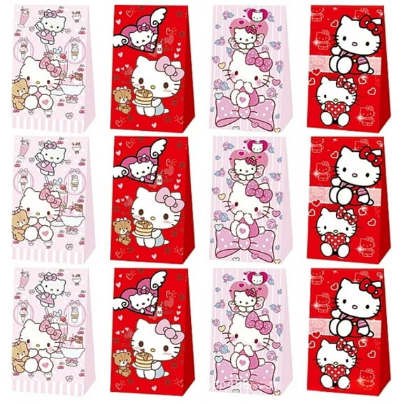 24 PCS Anime Cat Party Favor Candy Bags for Anime Themed Birthday Supplies Decor,Kids Birthday Game Party Kraft Paper Goodie Gift Bag Decorations
