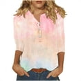 thumbnail image 2 of HADST Women's Summer Tops - Summer Tie Dye Button V Neck 3/4 Sleeves Tops Cotton Tops for Women, 2 of 6