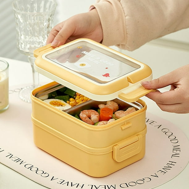 Fiambrera térmica para comida de Picnic para niños, doble capa, a prueba de fugas, para viajes de trabajo escolar Hugtrwg Para estrenar
