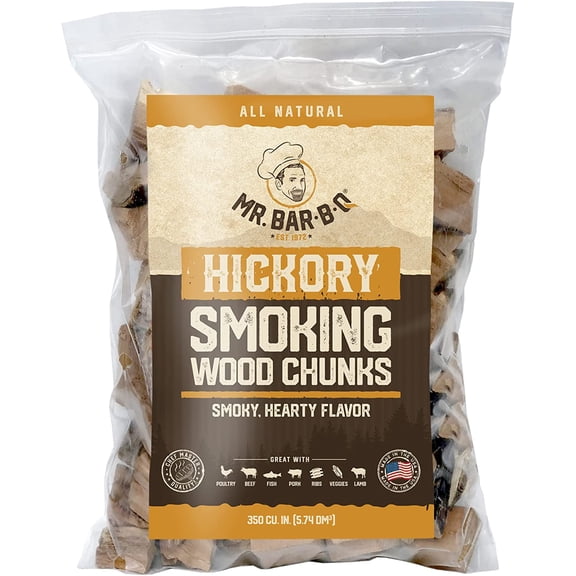 3.5 Lb. Hickory Wood Chunks by , Alternative for Charcoal Briquettes Can be Use on Gas, Wood Chunks for Smokers, Natural Hickory Smokey Flavor for Smoking, Grilling & BBQ, Camping Essential