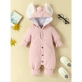 thumbnail image 2 of FEORJGP Infant Baby Boys Girls Jumpsuit Newborn Long Sleeve Ears Hooded Romper Button Closure Fall Bodysuit Cute Warm Cozy Clothes, 2 of 9