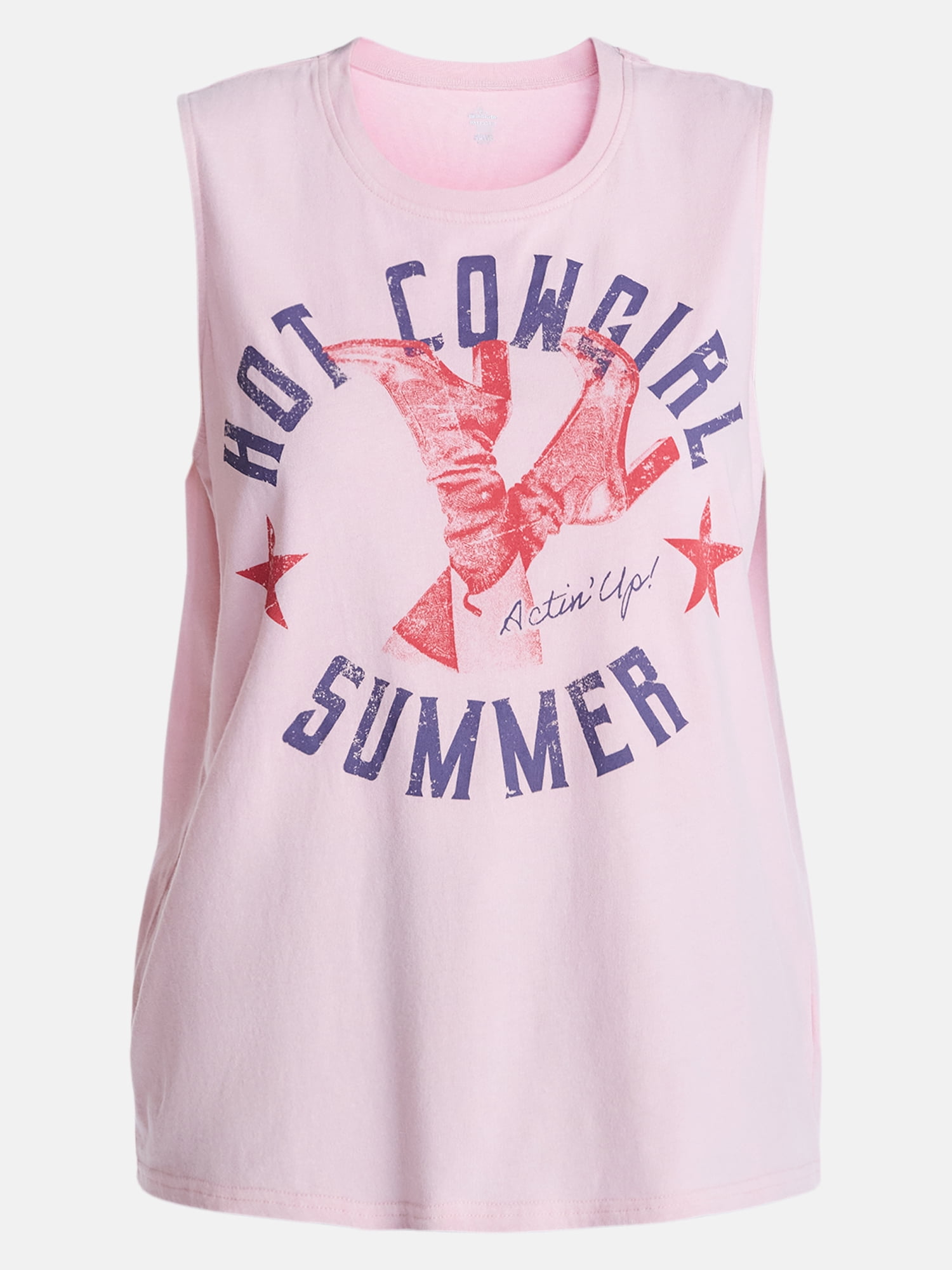 Americana Women's Hot Cowgirl Summer Graphic Muscle Tank Top from Way to Celebrate, Sizes S-XXXL