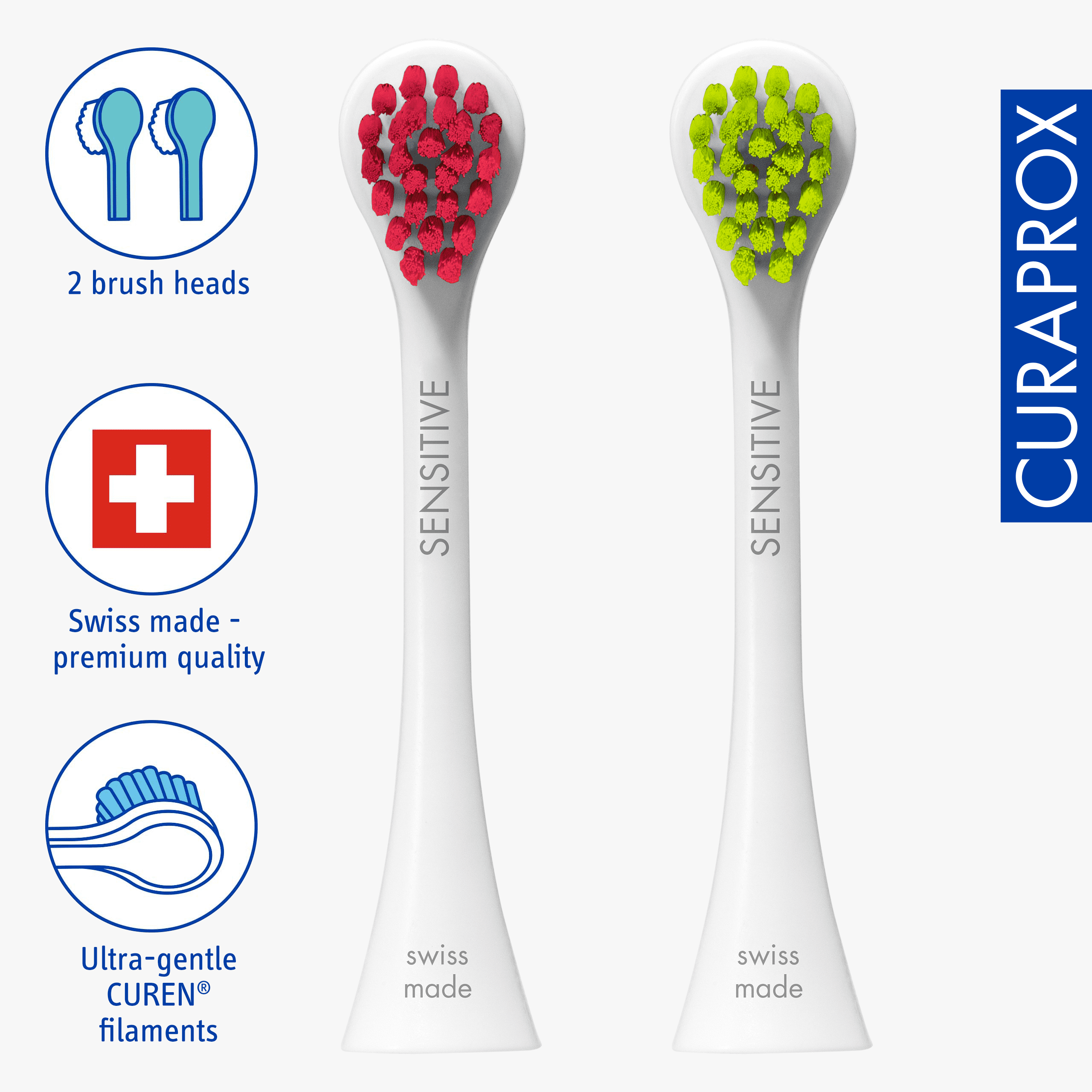 Curaprox Hydrosonic Brush Head Sensitive magenta/green, 2 pcs