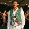 thumbnail image 4 of Yuyamidu Snowman Men's V-Neck Business Vests with 3 Pockets Green Christmas Formal Dress Vest for Suit Tuxedo Casual 4 Button Waistcoat Size M, 4 of 7