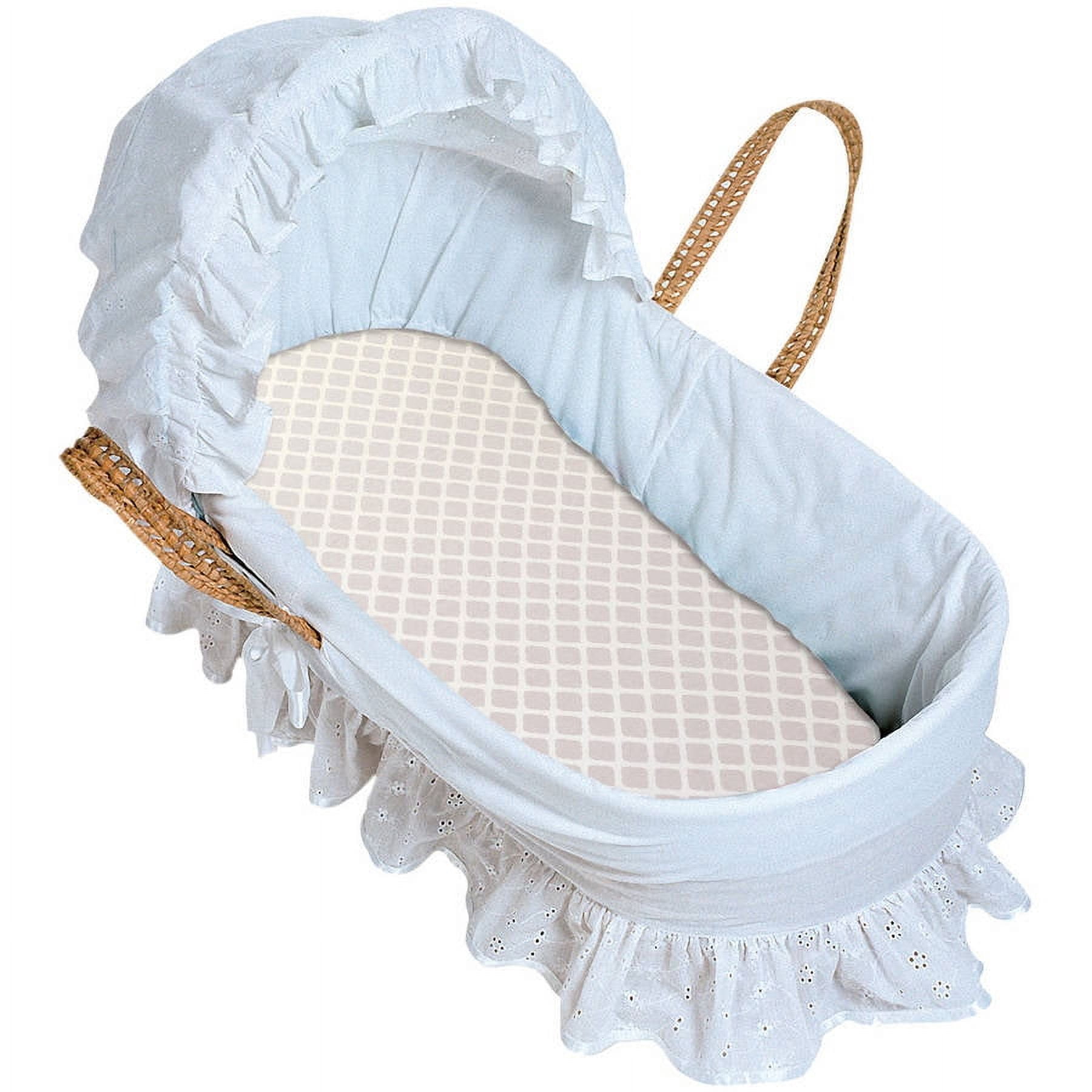 Kushies, Ben and Noa Fitted Bassinet Flannel Sheet, Grey Lattice