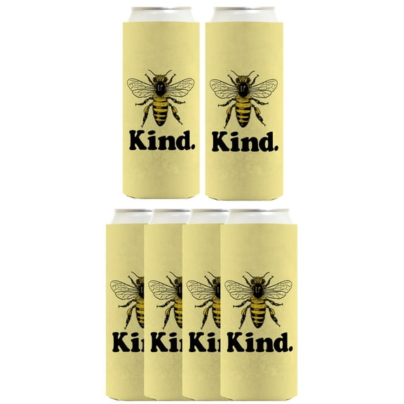 Honey Bee Themed Gift Bee Kind Motivational Quote 6-Pack Ultra Slim Can Drink Sleeves