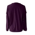 thumbnail image 3 of Women's Exposed Seam Loose Fit Pullover Knit Sweatshirt, Casual Stylish Comfortable Top with Breathable Fabric for Daily Wear, Lounge and Layering Purple XXL, 3 of 9