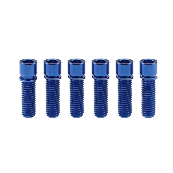 Wanyifa M8 x 20 25 mm Titanium Ti Bolt with Washer for BMX Bicycle Stem,M8x20 mm,Blue,6 Pcs